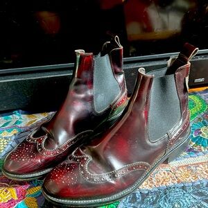 Russell and Bromley burgundy Oxford boots